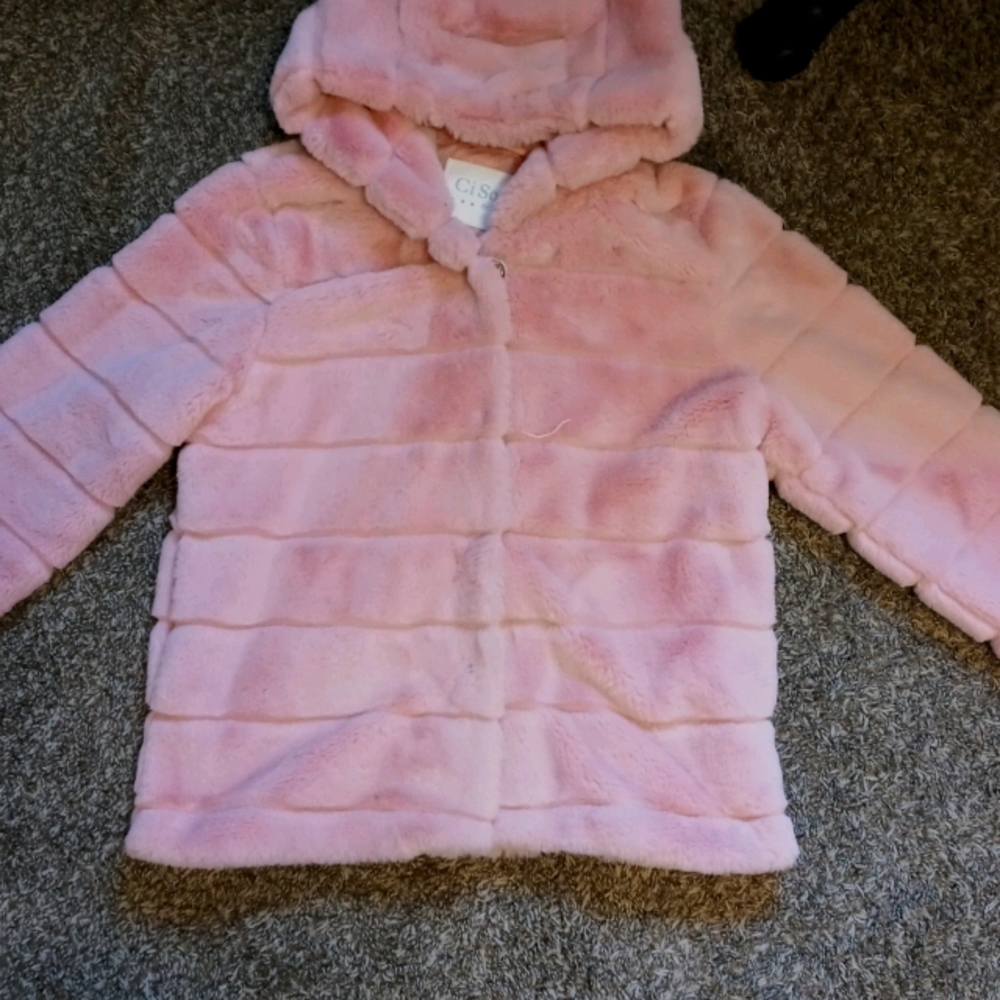 Pink fur hooded jacket women's hoodie jacket